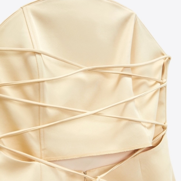 NWT Zara Satin Effect Cream Maxi Dress - Picture 10 of 14